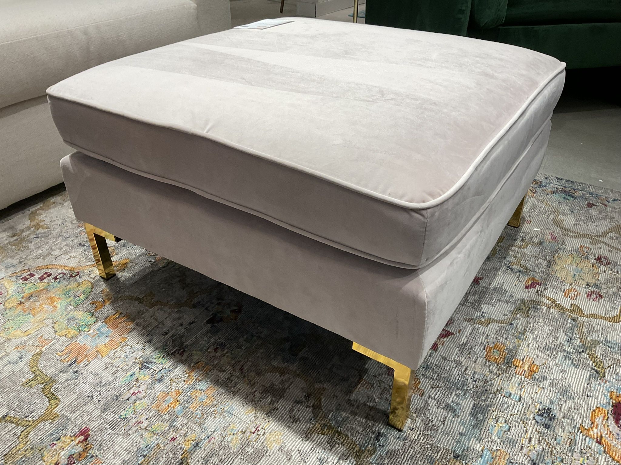 Ardent 31 Inch Performance Velvet Ottoman, Pink