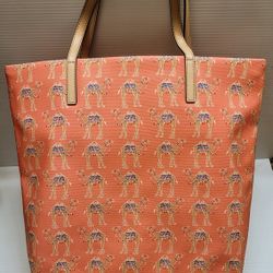 New Kate Spade Shopper Spice Things Up Bon Tote Bag Novelty Camel Print Pink Like New
