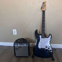 Electric Guitar & Fender Amplifier Bundle (Great starter bundle! Stand included)