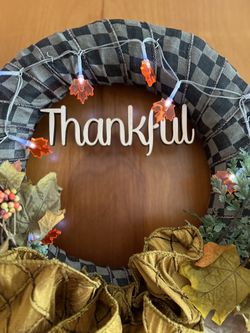 Thankful Fall Wreath-Lights Up!