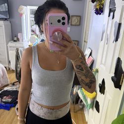 SKIMS Ribbed Gray Crop Tank