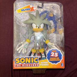 Sonic Silver the Hedghehog Super Poser Figure, Jazwares