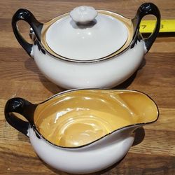 Antique Vintage CzechoSlovakia Phoenix China Lusterware, Luster Sugar Bowl / Creamer set