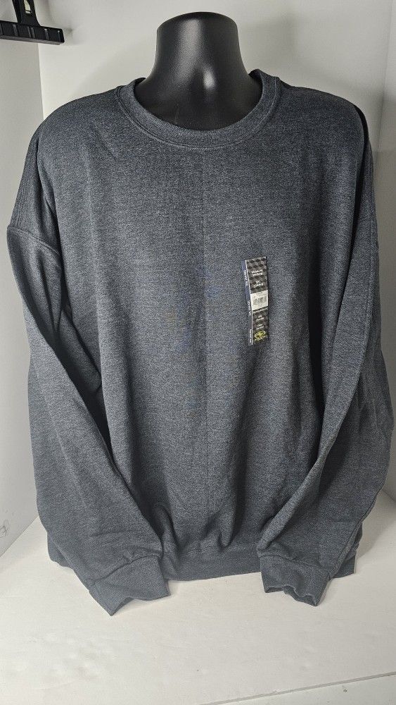 Mens 3XL (54-56) Athletic Works Black Heather Fleece Crew Sweatshirt
