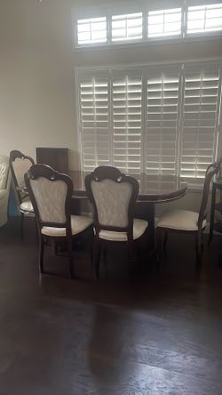 Brown and White Dining Table Set