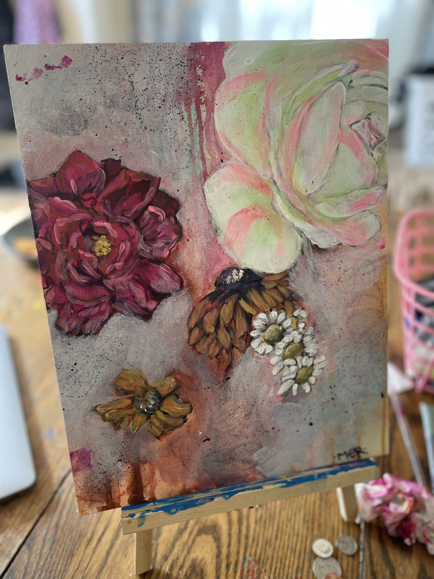 Original Floral Abstract Acrylic Painting