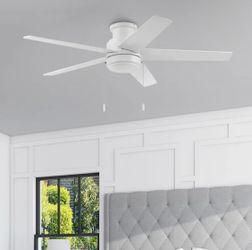 New 52”White with White/Natural Blades Adjustable White LED Reversible Motor Outdoor/Indoor Dimmable