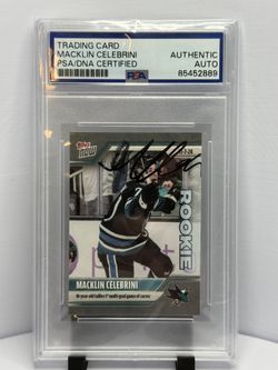 Macklin Celebrini 2024-25 Topps NOW NHL Rookie Sticker Card 30 PSA Auto