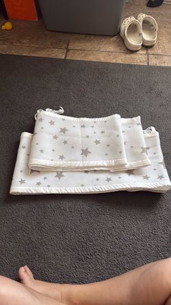 Baby Crib Bumper Pads White Star Pattern