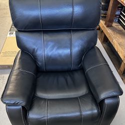 Genuine Leather Electric Recliner-Black- $399