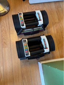 Power block adjustable dumbbells https://offerup.com/redirect/?o=Mng1MC5SZWFk the description below.