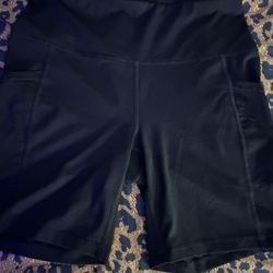 black high-waisted gym shorts