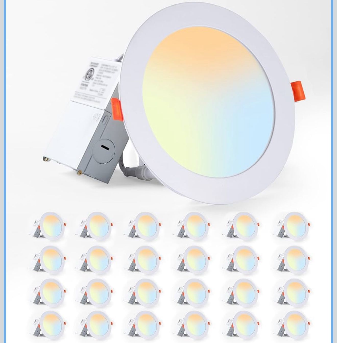 LEDIARY 20 Pack 6CCT LED Recessed Lighting 4 inch, 2500K-5000K Selectable Recessed Light Fixtures, 1100LM High Brightness, 12W Eqv 110W, Dimmable Can