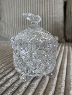 Butterfly Glass Lidded Trinket Jar