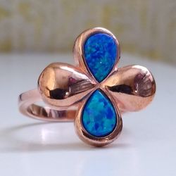 14k Rose Gold🌹😍🆕 Opal Inlay Flower Ring 💍 Size 6! 