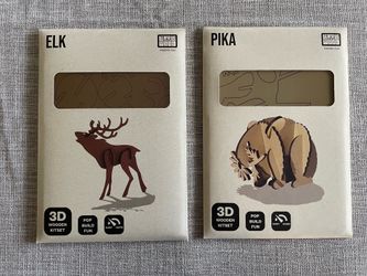 3D Wooden Animal Puzzles, Elk and Pika, NEW