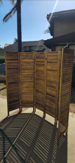6-Panel Wooden Folding Room Divider