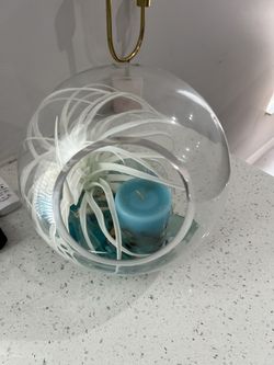 Round Glass Ball Decor Large With Candle 
