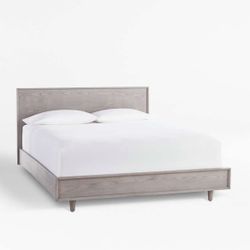 Crate & Barrel Tate Stone Queen Wood Bed Frame