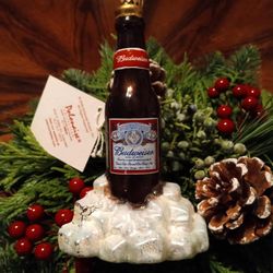 GLASS BUDWEISER ORNAMENT