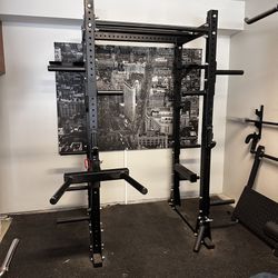 X-3 Titan Fitness Power Squat Rack Cage Tons Of Attachments Leg Press Gym Equipment 