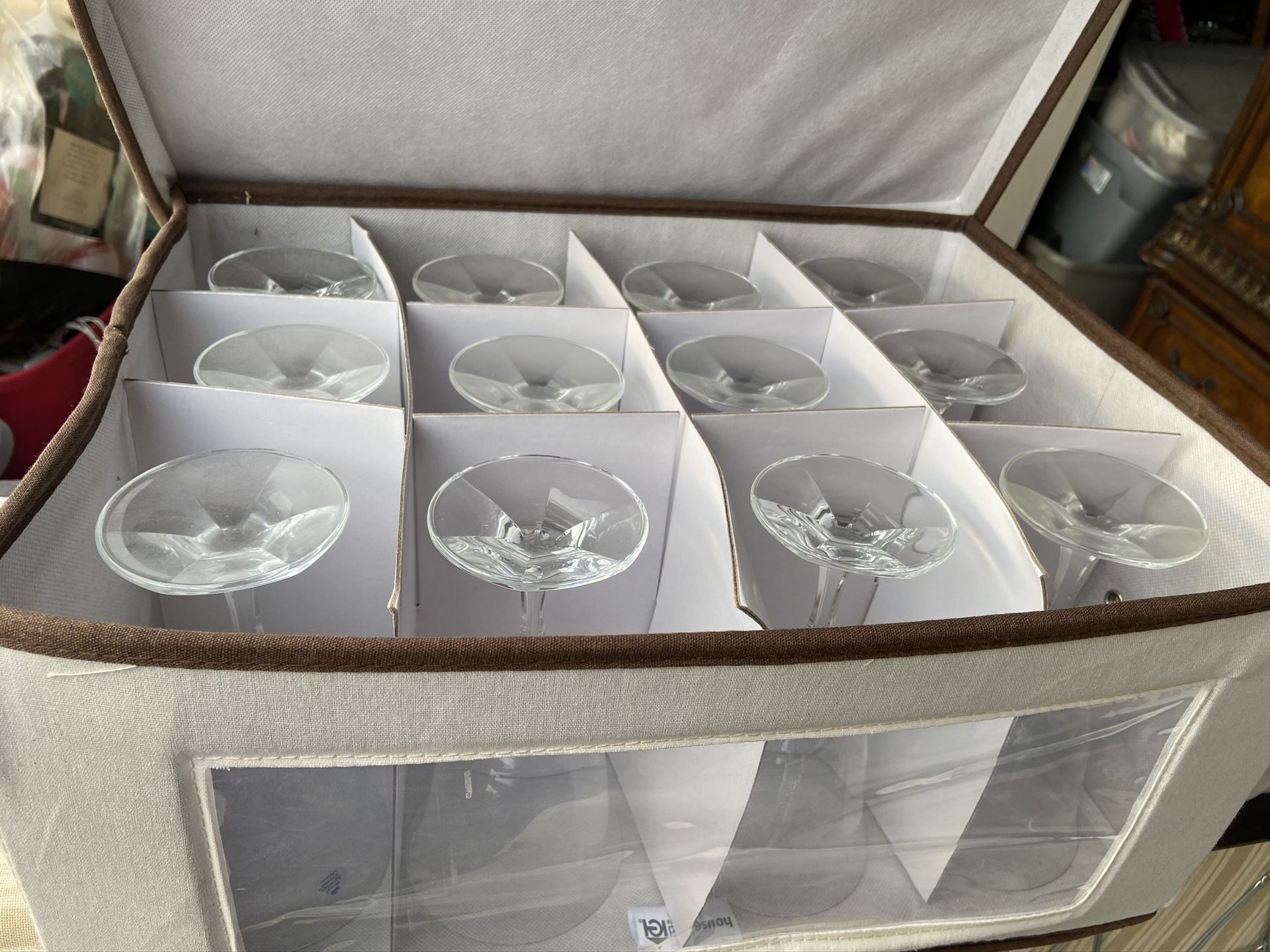 Champagne glasses with storage boxes