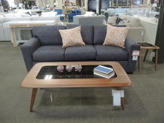 Denim Blue-Gray Fabric Track-Arm Sofa
