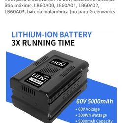 Batería De 60v Para Herramientas Inalambricas Nueva