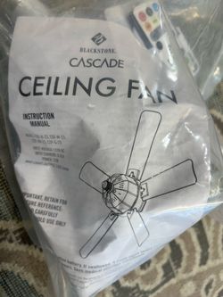 BLACKSTONE. CASCADE CEILING FAN INSTRUCTION MANUAL MODEL: CSF-B-23, CSF-W-23, CSF-DB-23, CSF-G-23 INPUT VOLTAGE: 120V AC INPUT CURRENT: 0.45A POWER: 2