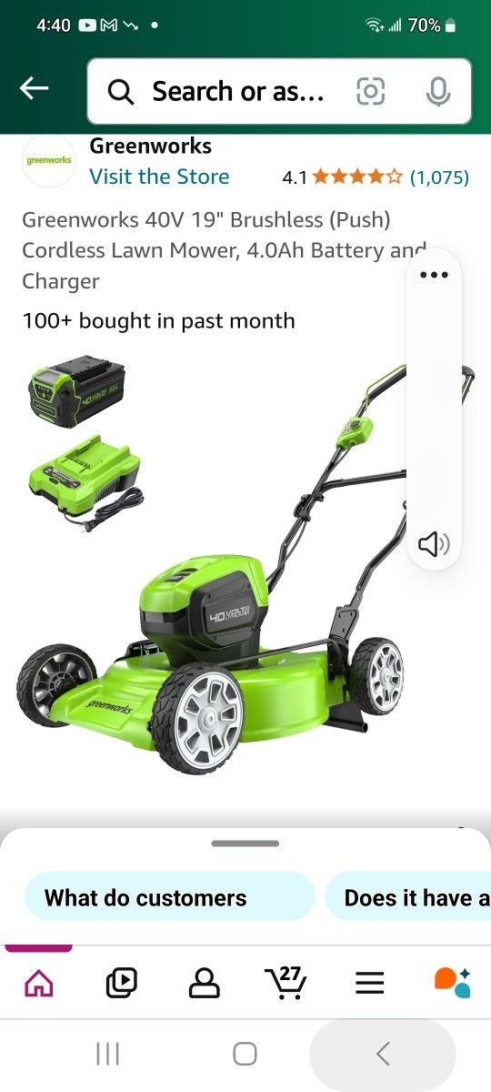 Lawn Mower And Edge Trimmer 40 V