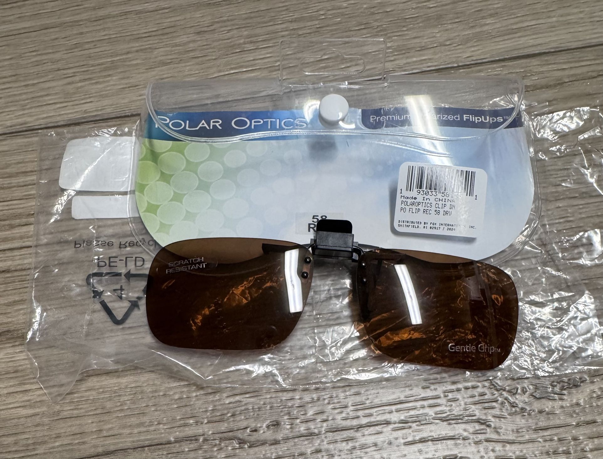 Polar Optics Unisex FlipUps REC 58 ClipOns Sunglasses Brown 