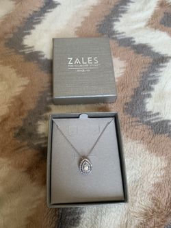 Zales White Sapphire & Sterling Silver Teardrop Pendant Necklace
