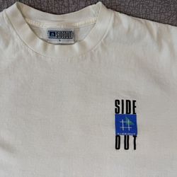 SIDEOUT  Vintage 1990’s  T-Shirt, 100% Cotton, White, Size L, Made In USA