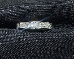 14K White Gold Diamond Eternity Band Ring Size 7