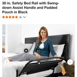 30 in. Safety Bed Rail with Swing-down Assist Handle and Padded Pouch in Black