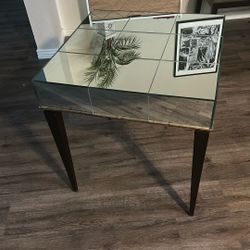 RH STYLE MIRRORED SIDE TABLE