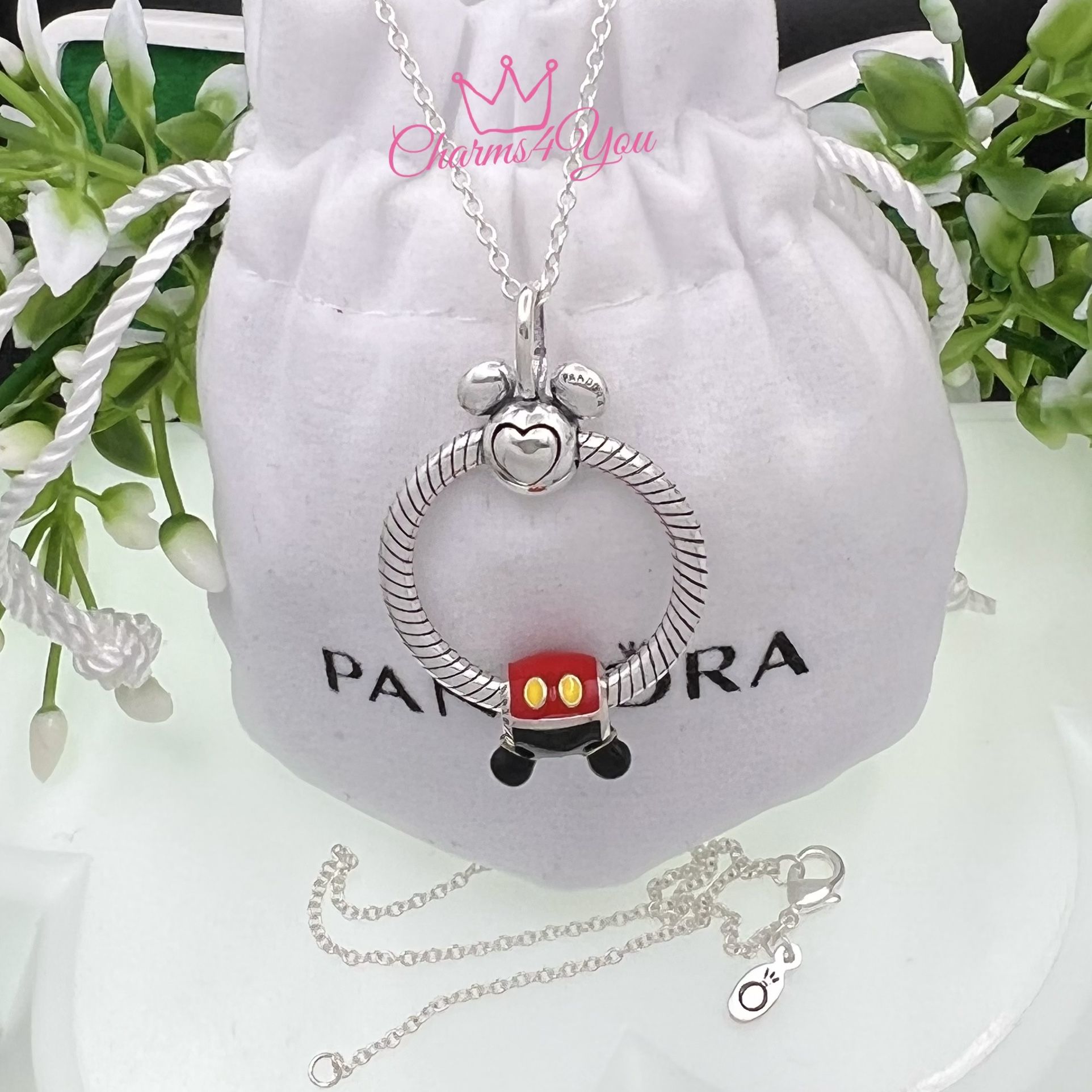 Pandora style carrier and charm! Disney Moments Collections, 925 silver plating. NECKLACE included.