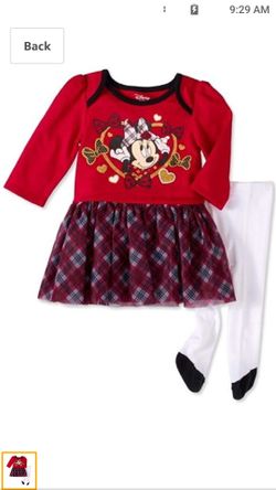 Minnie mouse Toddlers Girls Dress Tights Set Size 18M Tango Red