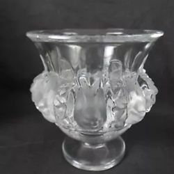 LALIQUE DAMPIERRE VASE BIRD / SPARROW CRYSTAL GLASS FIGURINE / SCULPTURE 