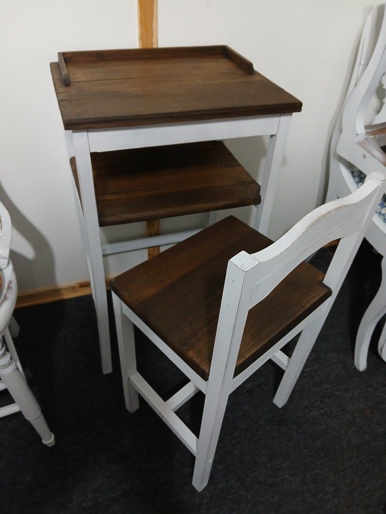 Vintage Telephone Table And Chair Set Or Toddler Desk