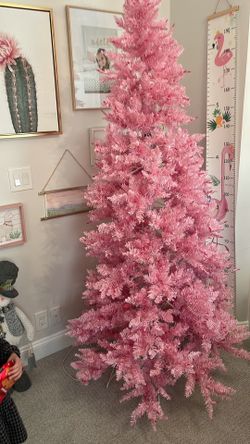 Pink Fir Slim Artificial Christmas Tree 7.5ft