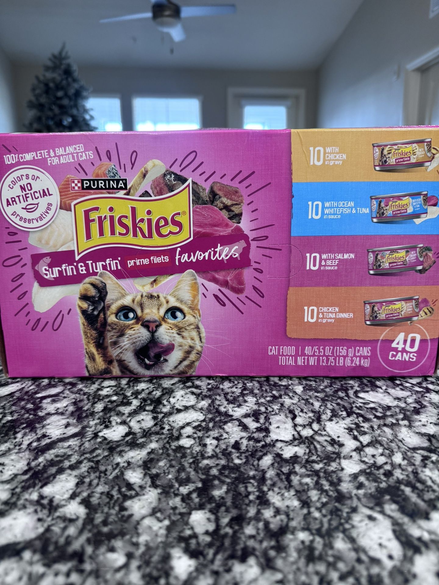 Friskies Surfin’ & Turfin’ Cat Food – 40 Cans (New & Sealed)