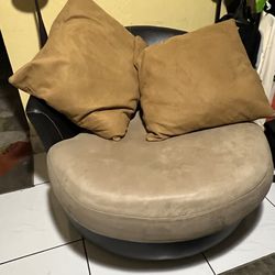 Oversized Faux Leather Swivel Chair