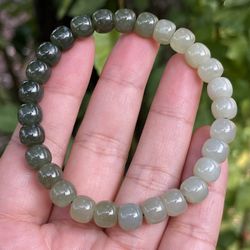8mm Stretchable Donut Bead Hetian Jade Bracelet 
