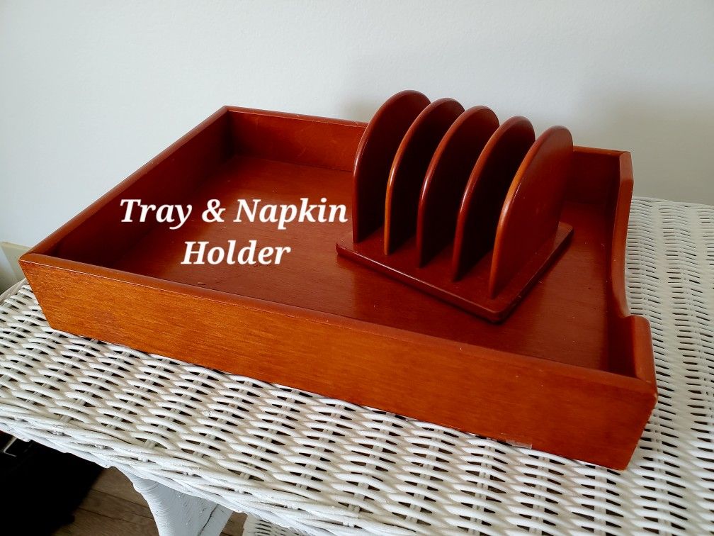 Vintage Breakfest Tray And Napkin Holders