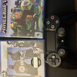 PS4 Slim With Controller And Games 
