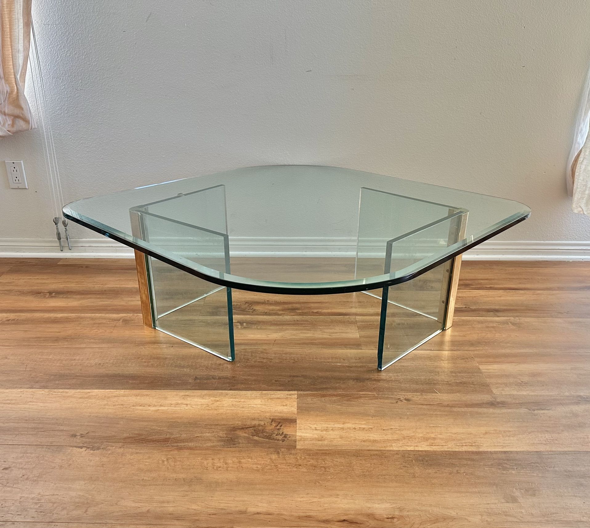 Postmodern Coffee Table Glass Brass