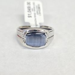 10kt White Gold Cats Eye Ring 