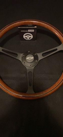 15 Inch Wood Wheel With Laser Engraved Bow tie Logo Horn Button