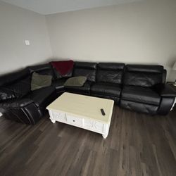 Leather Reclining Sectional Couch